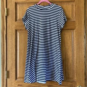 Kristin Nicole Navy Blue & White Striped Casual Ribbed Dress XL